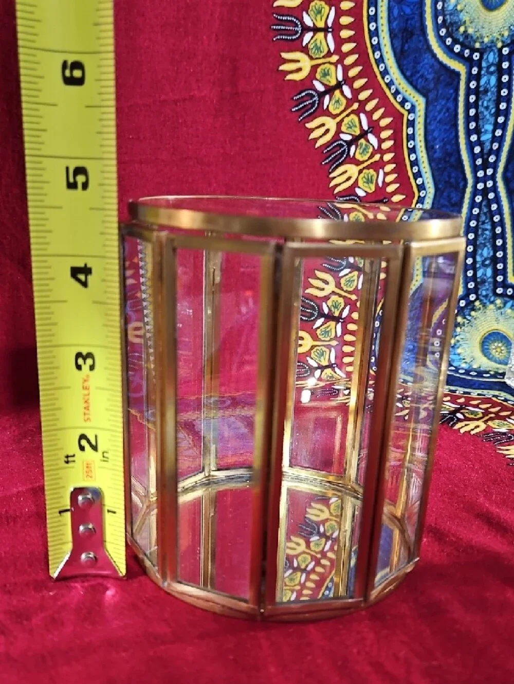 Glass Floral Jewelry Boxes with Gold Frame - Purple & Pink